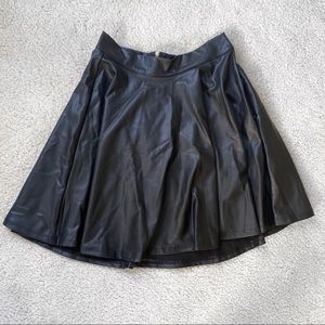 Rainbow Black Circle Skirt Faux Leather Size S